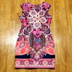 Madison Leigh Petite Sleeveless Scuba Bold Print Sheath Dress Womens Size 8P